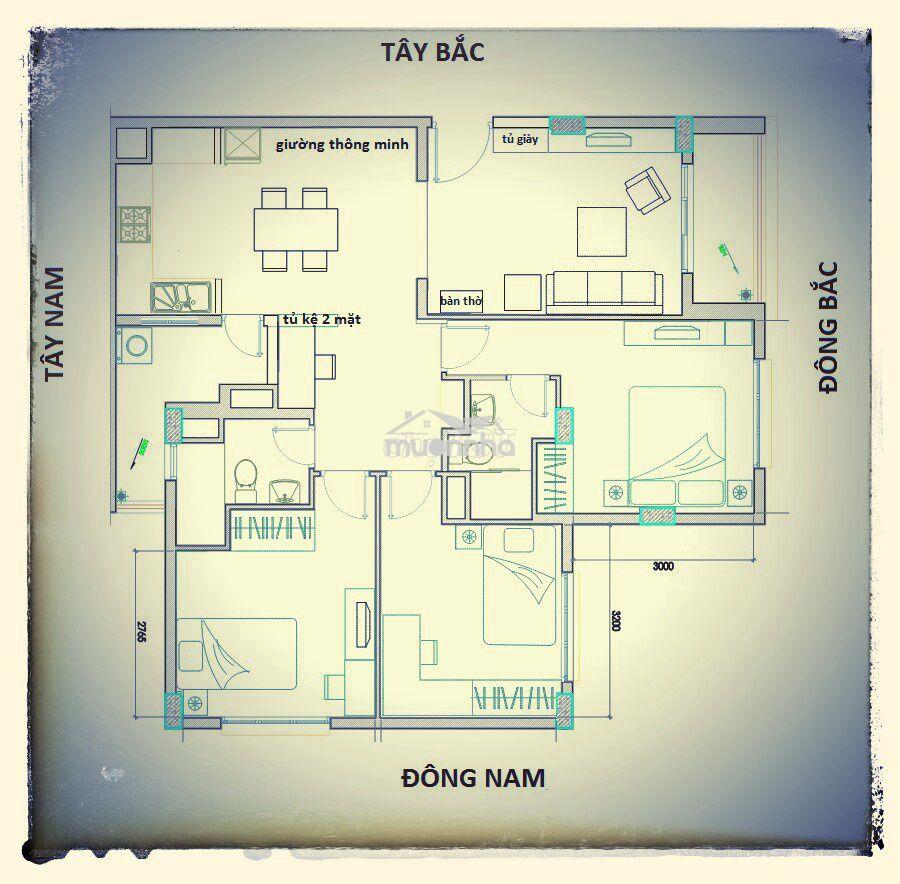 Tôi chính chủ thuê căn hộ lầu 4, 100m2, 3pn, 2wc, 1 balcon, 1 sân phơi - 2