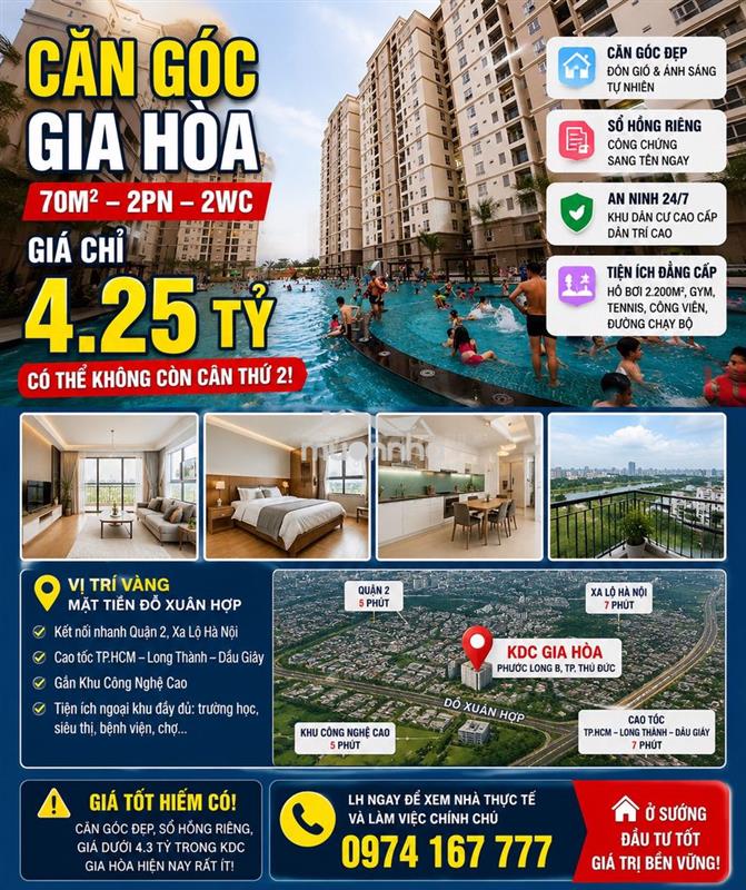 Căn góc gia hòa 70m²