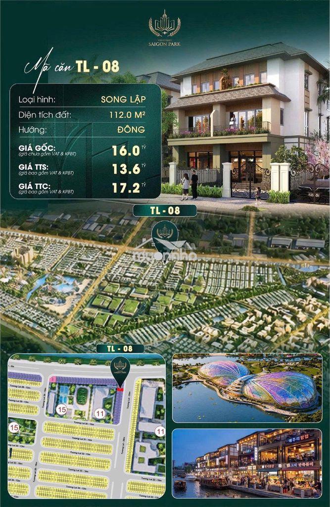 Bán căn biệt thự vinhomes sài gòn park 112m2 đất giá 13.2ty
