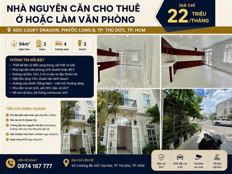 Nhà nguyên căn cho thuê – ở hoặc làm văn phòng