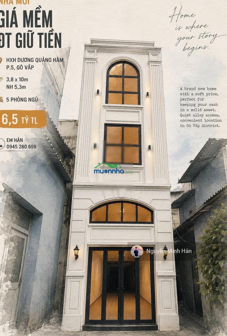 Nhà mới giá mềm đt giữ tiền hxh dương quảng hàm p5 3,8x10m nh 5,3m 5pn giá 6,5 tỷ tl - 4