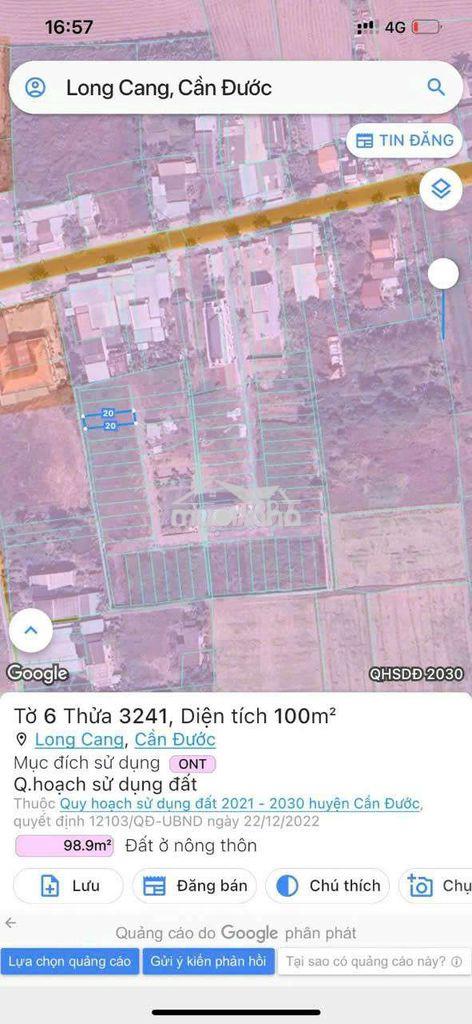 Đất thổ cư 100m2 long cang, cần đước - 2