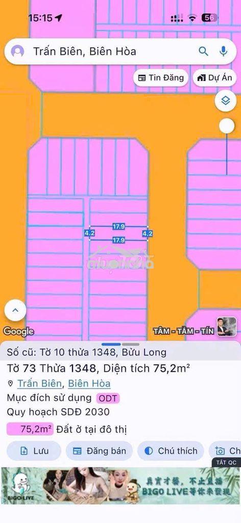 Đất tđc bửu long, hạ tầng chuẩn, rẻ nhất thị trườn, chỉ 3,3 tỷ - 3