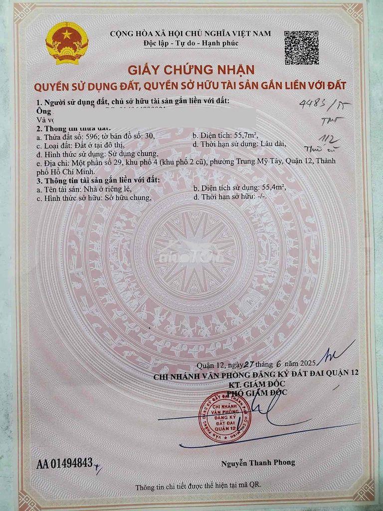 Nhà > 50m2 trung mỹ tây  giá rẻ khu vực