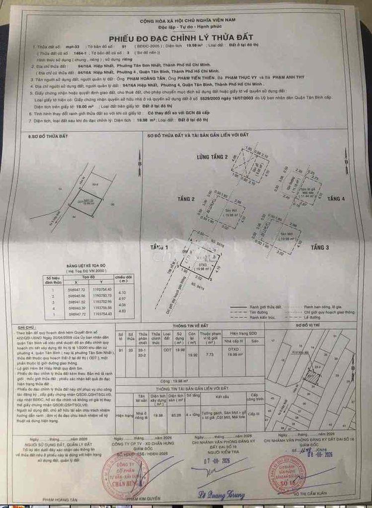 Hiệp nhất - p4 - tân bình - sát sân bay - 4 tầng hoàn công - 3,65 tỷ