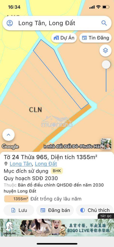 1354m đất nn, nước chảy bao quanh, gần biển, long tân, đất đỏ, brvt. - 3