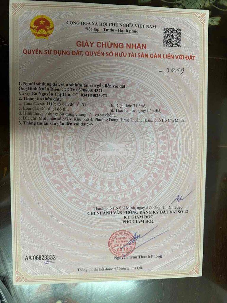 Bán lô đất đẹp p đông hưng thuận quận 12 kế bên tân bình - Ảnh 3