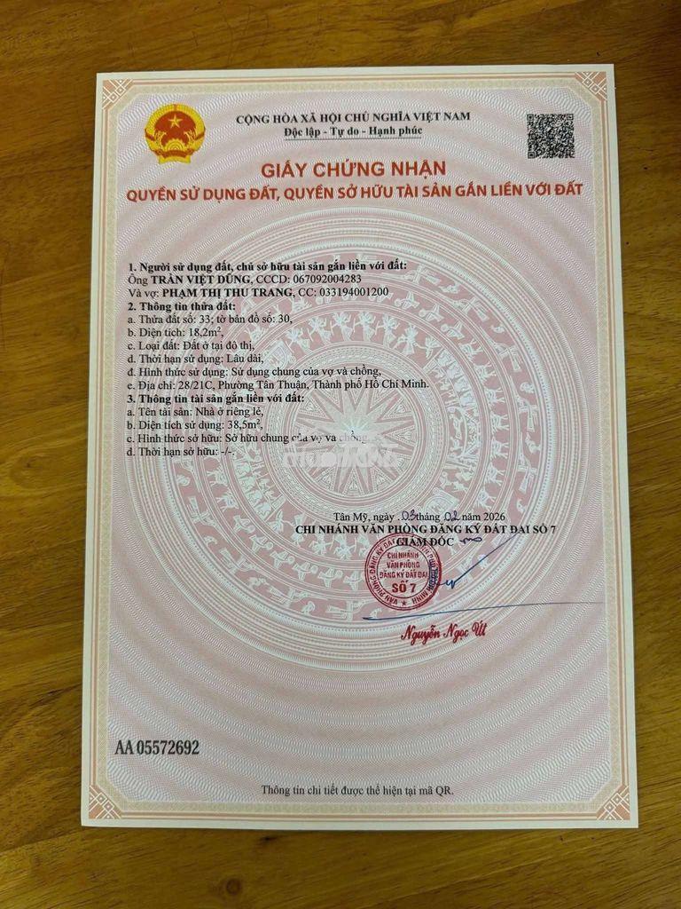 3,2 x 6 nhận một trệt một lầu tổ phòng hoàng công chính phủ