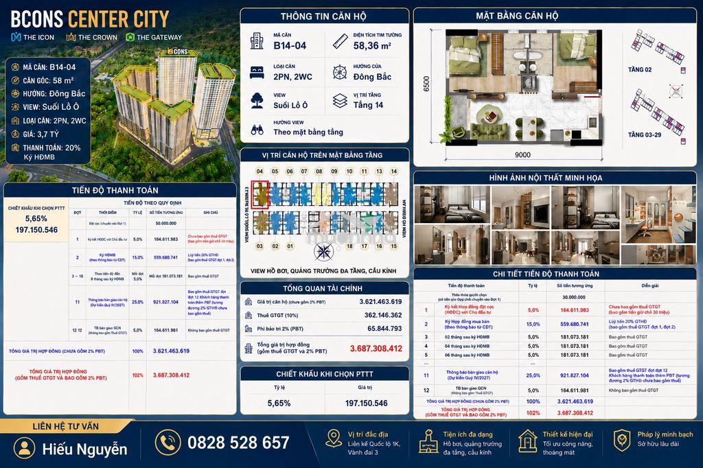 Bcons center city - căn gốc siêu đẹp giá chỉ 3,6 tỷ  - 3