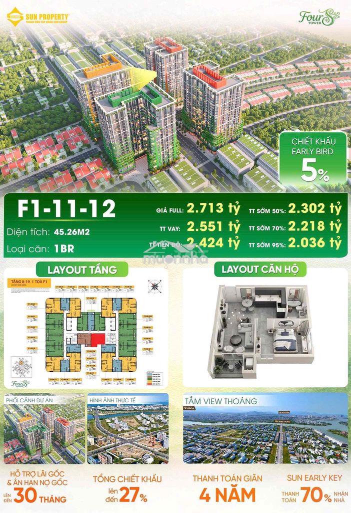 Chính chủ bán căn 1pn 45m2 fours tower tầng cao đầu tư! - 3