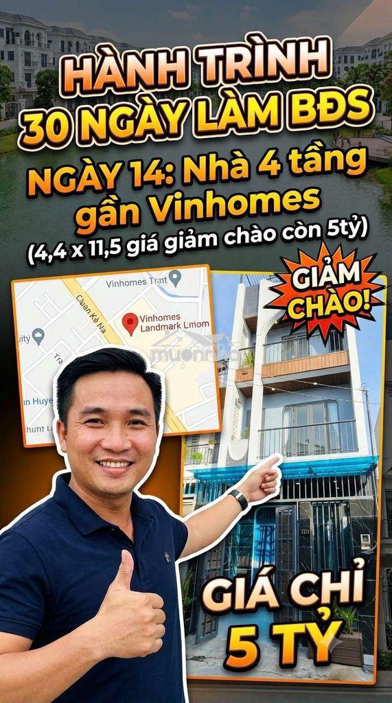 Bán nhà 4 tầng đi định cư - 50m2 ngang 4,4 - gần vinhome, vành đai 3