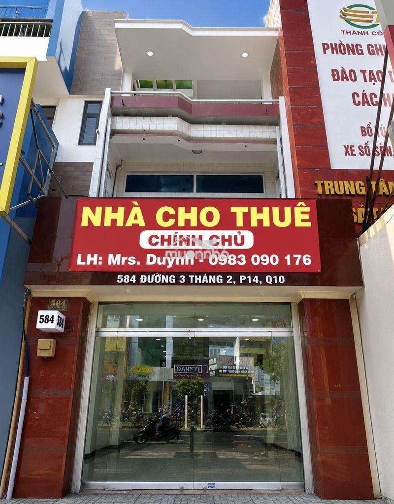 Cho thuê nhà mặt tiền 584 đường 3 tháng 2, 4x16m, 3 tầng, giá 45 triệu