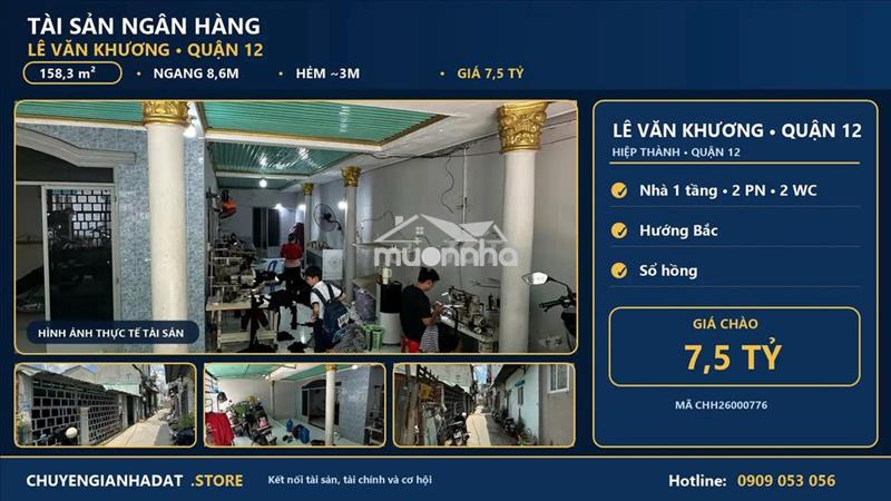 Tài sản ngân hàng quận 12 – lê văn khương 158,3m² – giá 7,5 tỷ