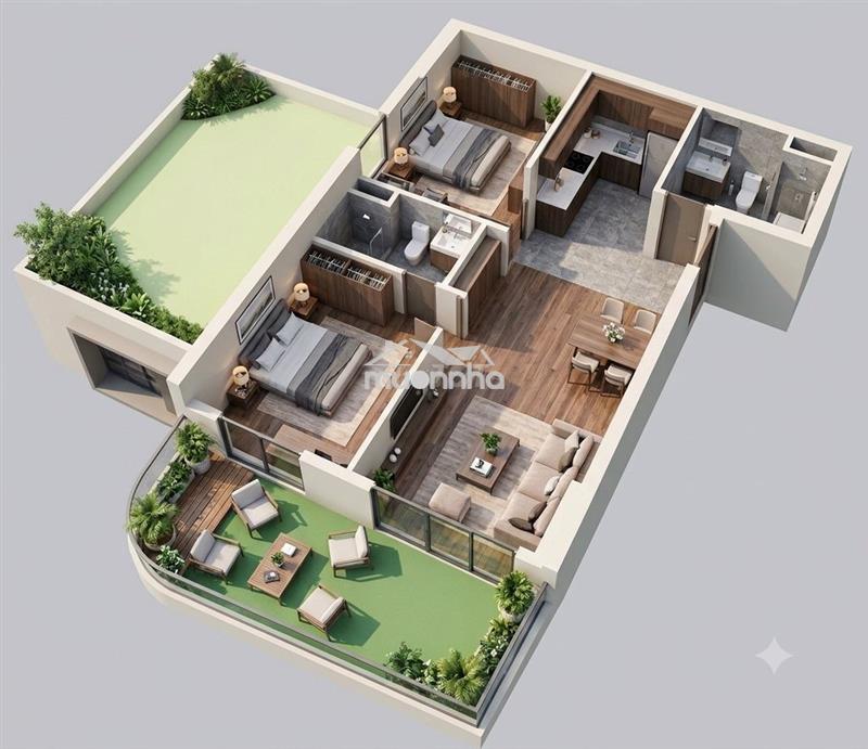 Căn hộ 2pn fours tower đà nẵng 120m2 sân vườn 54,6m2 giá chỉ 3,9 tỷ