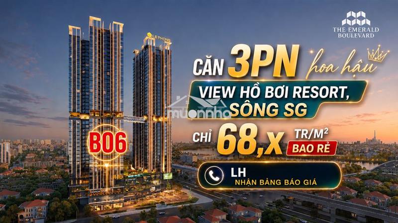 Căn hộ the emerald boulevard 3pn view sông sg, hồ bơi - 68,xtr/m²