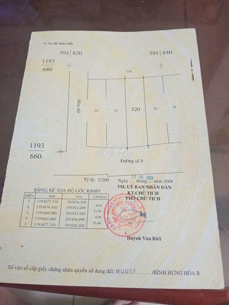 Kẹt tièn bán lỗ dất 4x16 sổ riêng  mt đs8,p bình tân,hcm chì 999tr - Ảnh 4
