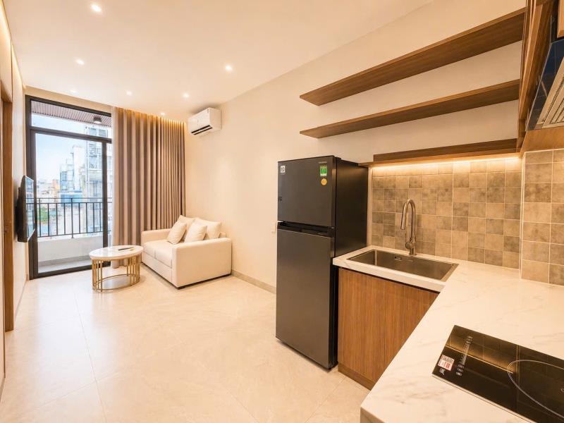 Cho thuê căn hộ cao cấp dạng studio/1 phòng ngủ ban công - thang máy - đối diện landmark81 - điện biên phủ - Ảnh 3