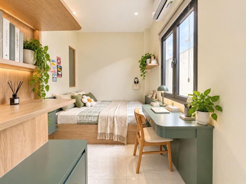 Căn hộ studio cao cấp tách bếp tone xanh green vibe thiên nhiên cực chill tại bình lợi!