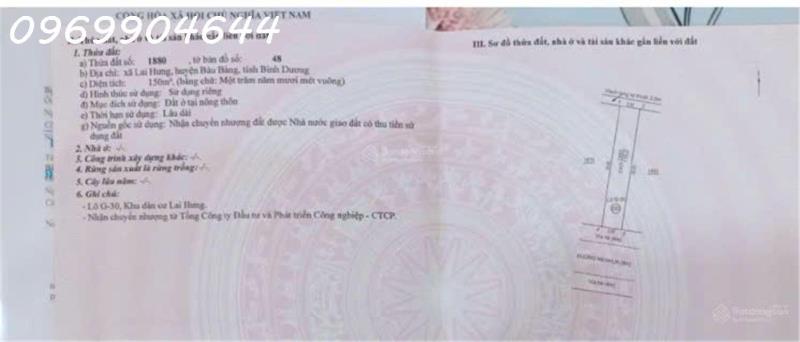 Bán lô đất siêu đẹp tại đường n7, lai hưng, bàu bàng, dt 150m2, giá đầu tư