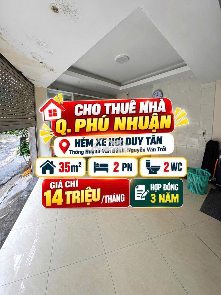 Cho thuê nhà hẻm xe hơi duy tân ,phú nhuận ,35m2, 2pn 14tr